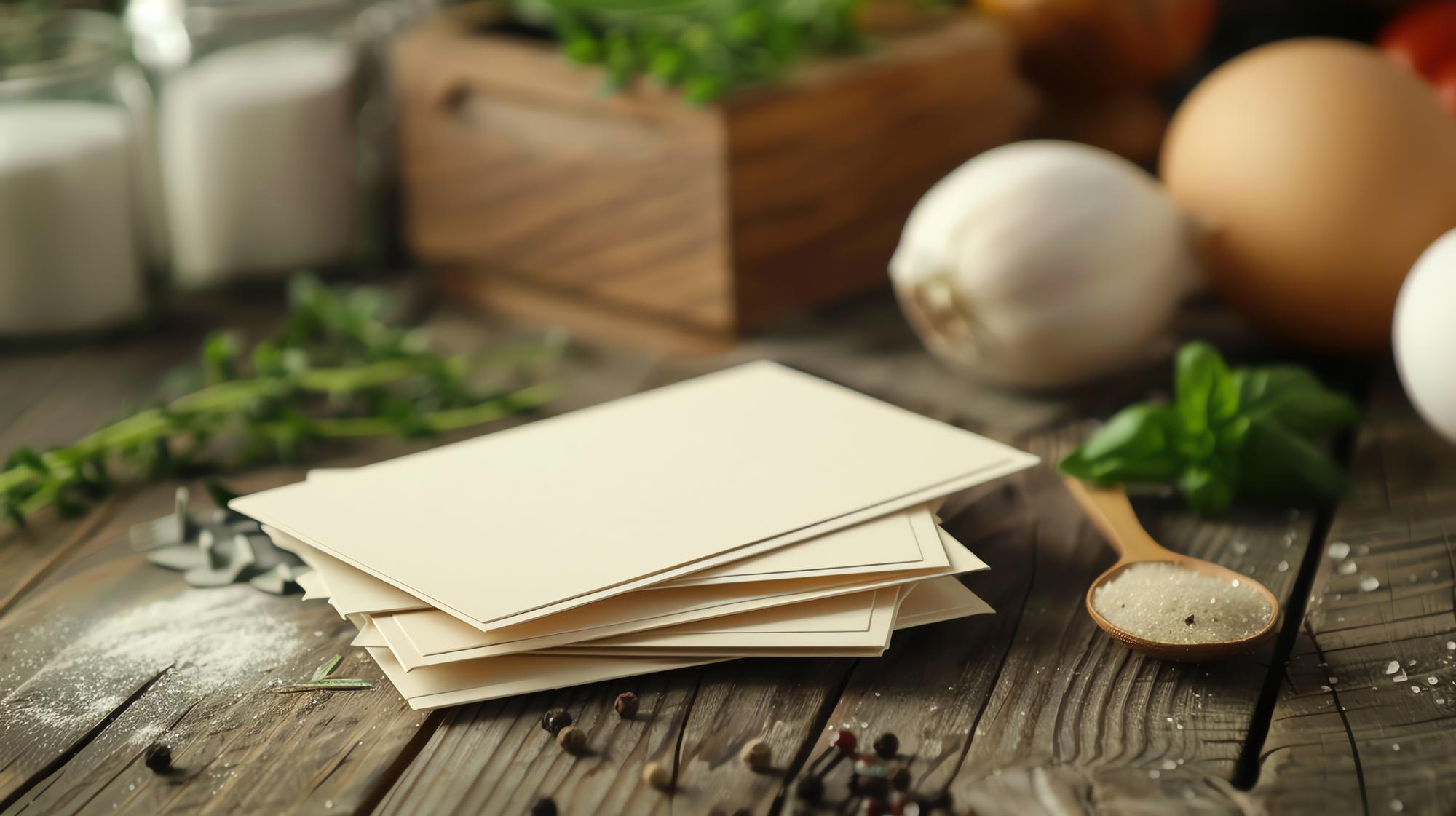 Menu e dispense curate sul tavolo